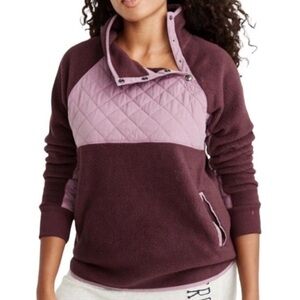 Abercrombie & Fitch Purple Quilted Snap Fleece Sweatshirt Pullover Women’s Large
